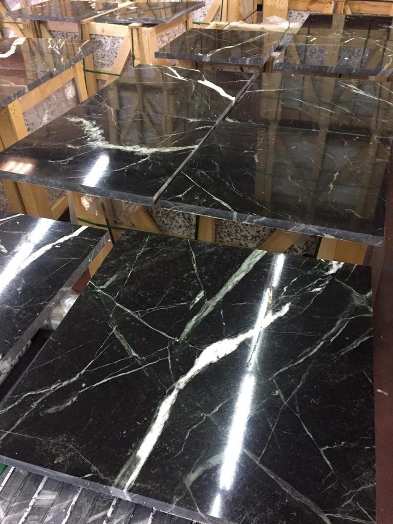Dark marble tiles