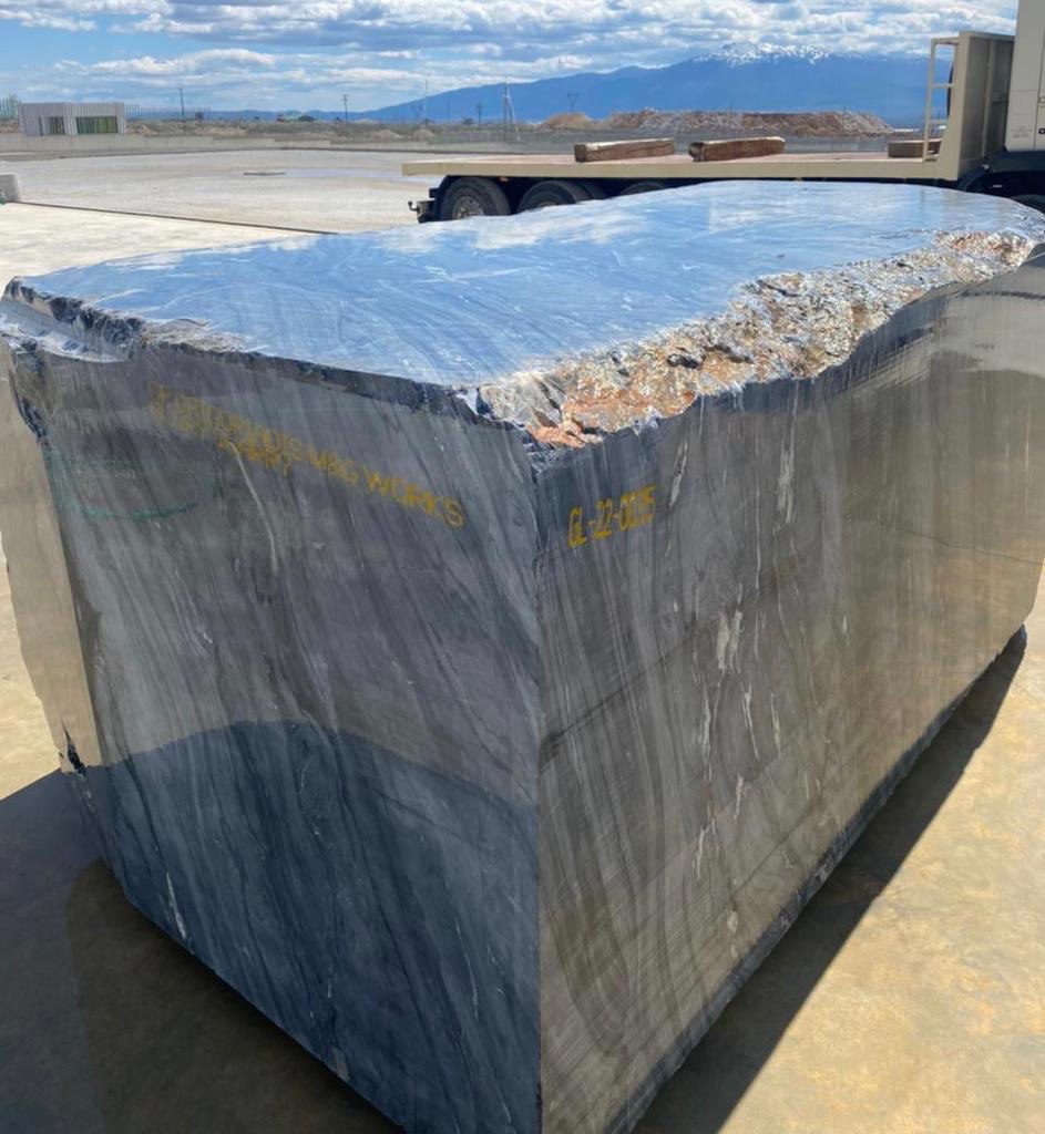 Grey-blue marble block